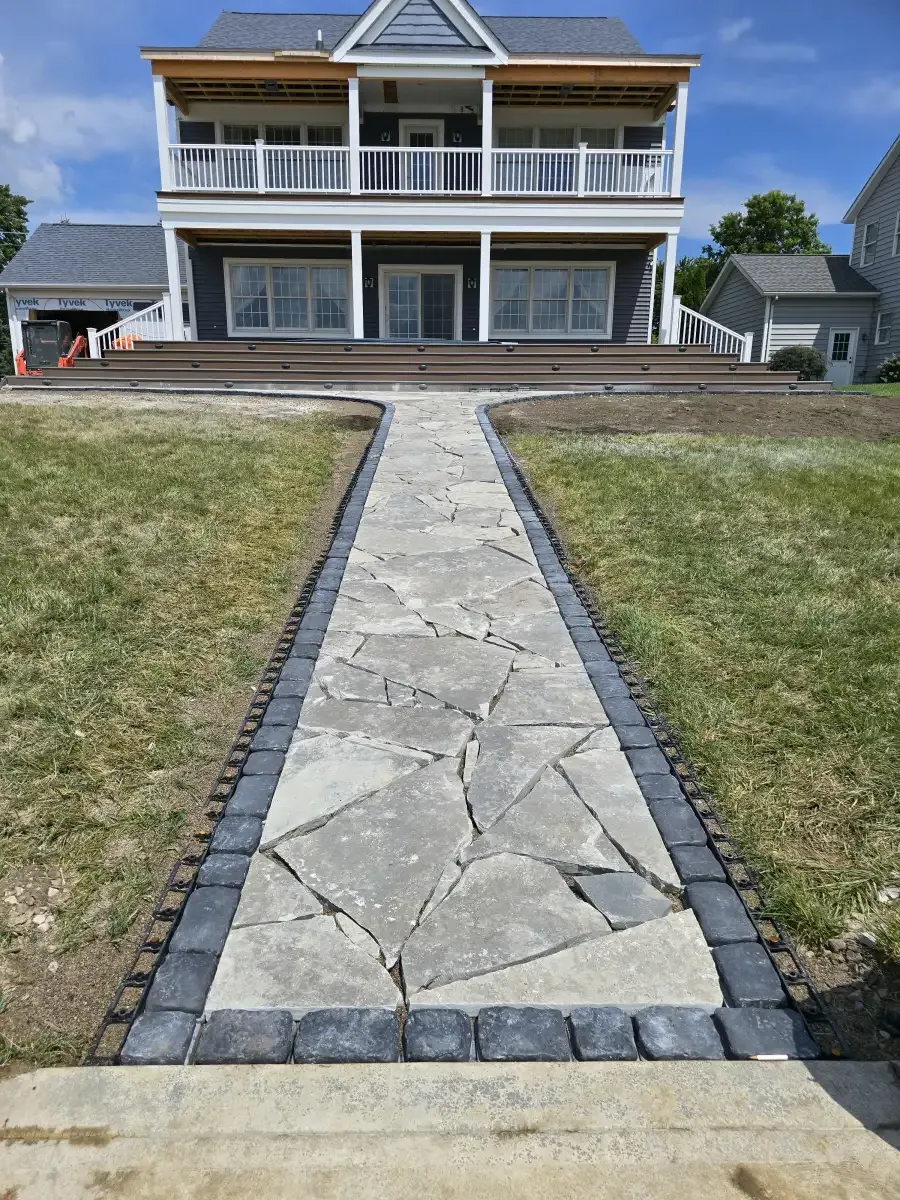 Residential patio with fire pit area