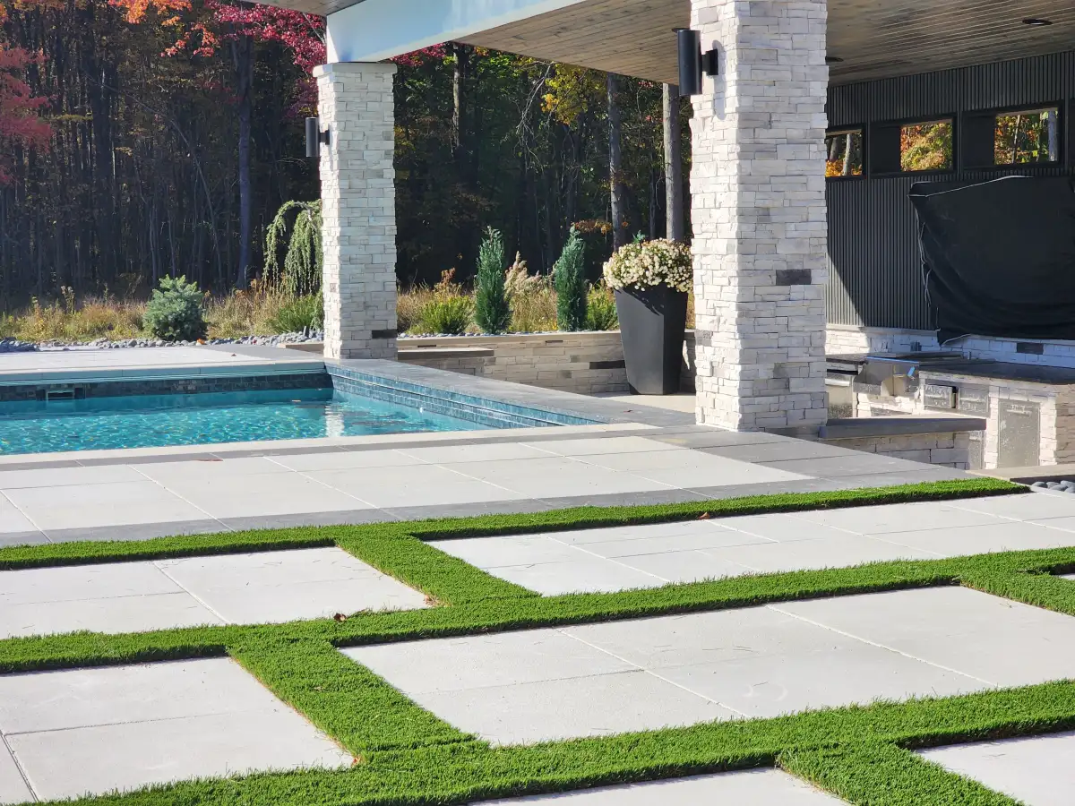 Putting green installation in backyard