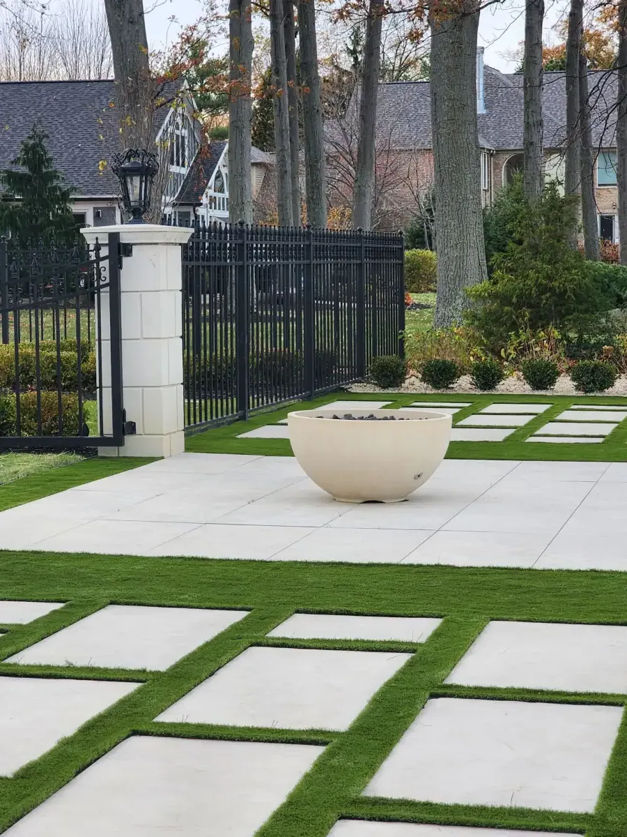 Pet-friendly synthetic turf yard