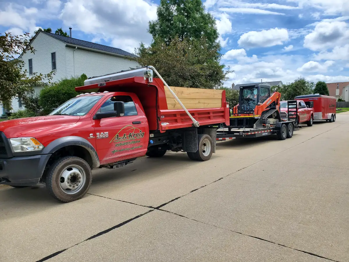 A.J. Kraig Landscape and Design team truck and equipment